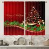2pcs Green Pine Branch Golden Christmas Ball Pattern Curtains,Kitchen Curtain for Bedroom Living Room Home Holiday Decoration