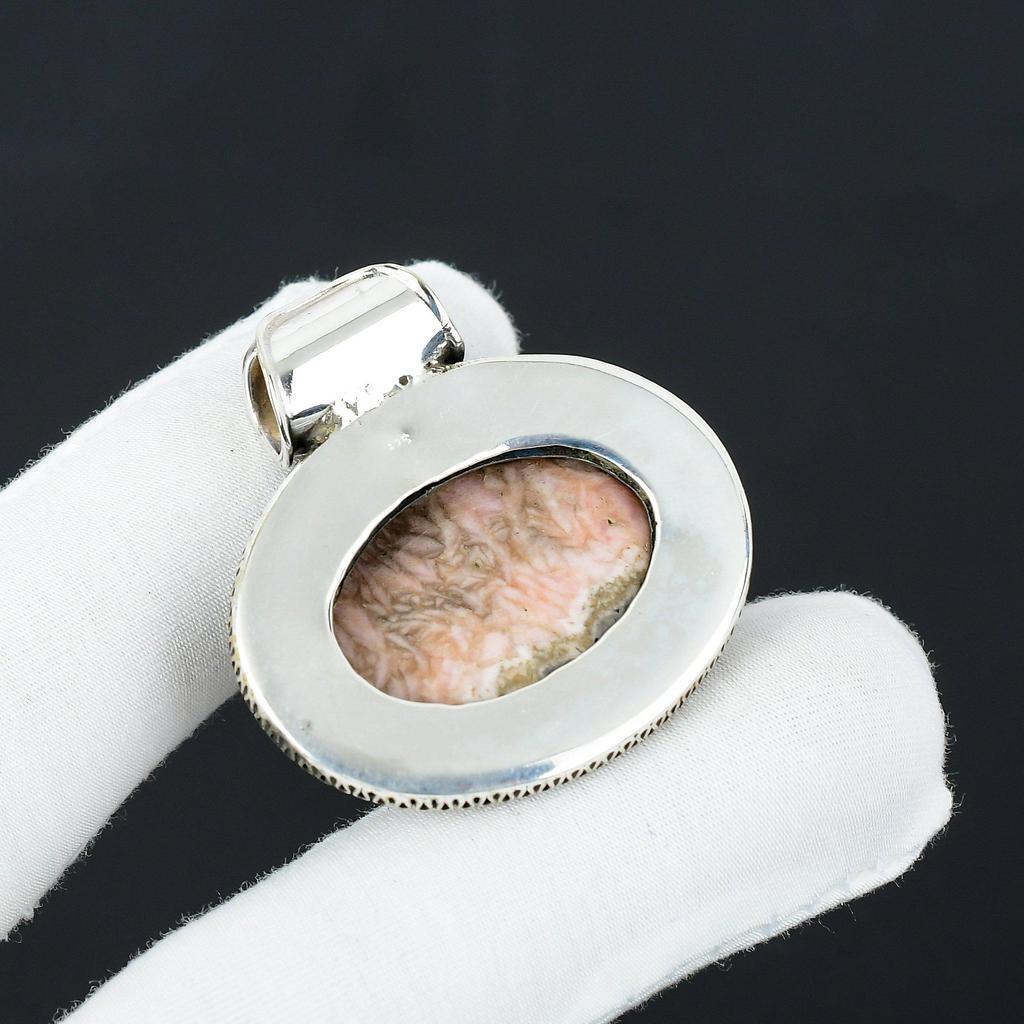 Natural Rhodochrosite Gemstone Silver Pendant in 925 Sterling Silver- Handmade Design, Everyday Wear Jewelry, Antique Pendant Wadding Gifts