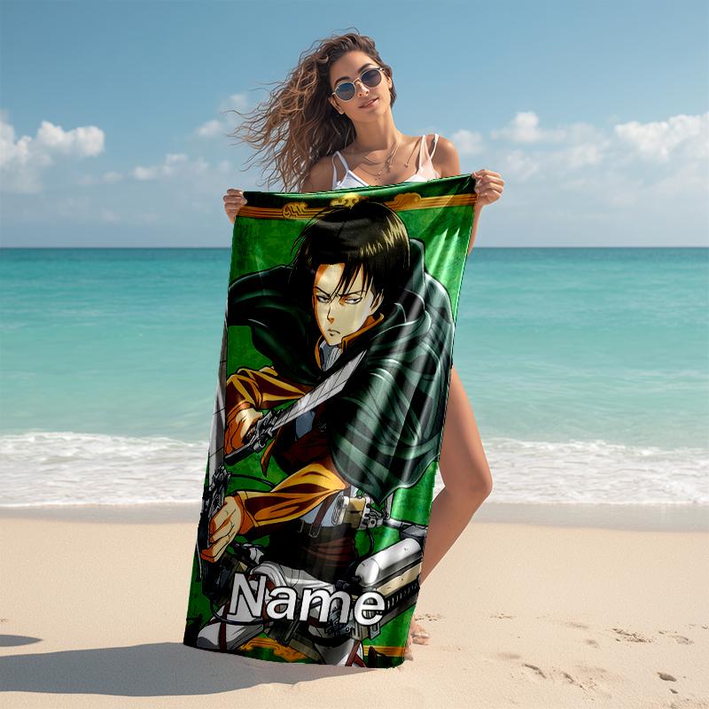 Personalized customized proof beach towel with Attack on Titan  pattern - soft, absorbent, quick-drying, perfect swimming, camping&bathing