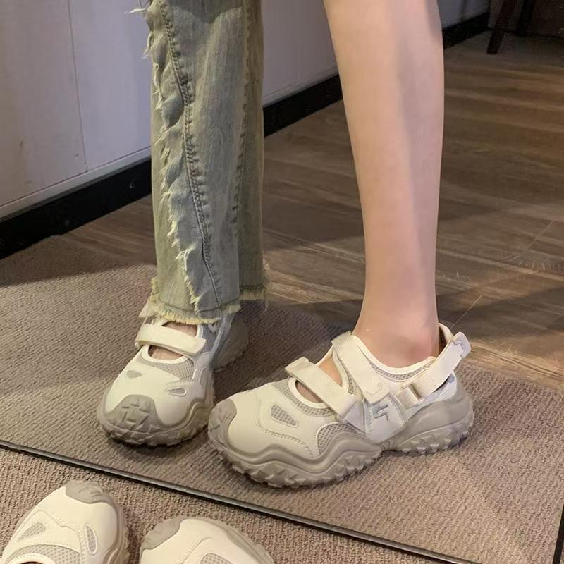 2025 new ugly cute bag head sandals cute platform mountaineering sports and leisure shoes summer hollow height increase single shoes