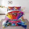 Trolls Rainbow Glitter Hair Characters Bedding Set (1 Duvet Cover, 2 Pillowcases, Duvet Not Included), Colorful Cartoon Movie Art Print