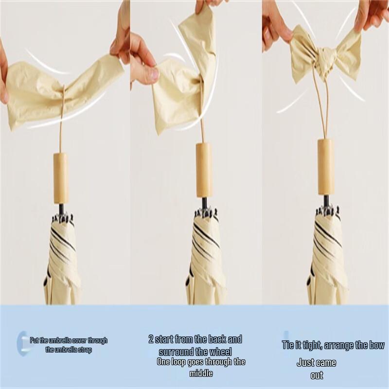 UV Protection Three-Fold Wooden Handle Umbrella