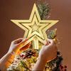 Five Pointed Star Christmas Tree Toppers Festive Glitter Sparkling Reusable Decorative Tree Ornaments Holiday Party Decor