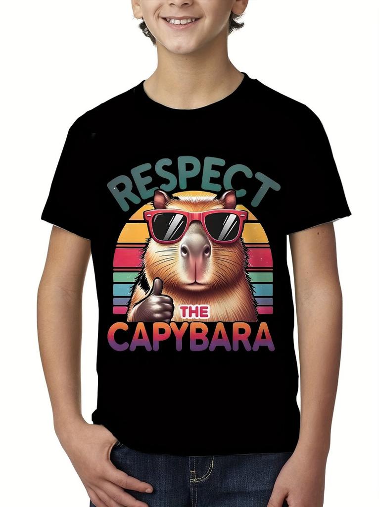 Summer Cute Capybara Boys T-Shirts Short Sleeve Children Top O-Neck Cartoon Graphic T Shirts 3D Print Kids T Shirt Girls Clothes