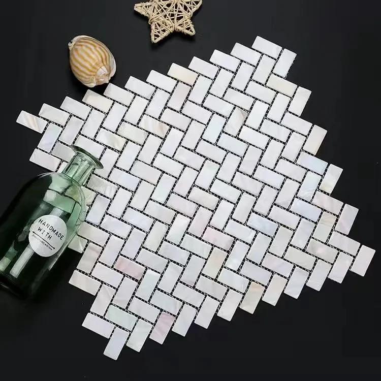 Shell Mosaic Tile Natural White Mother of Pearl Wall for Kitchen Backsplash Bathroom Tiles Decoration Crafts Materials