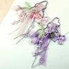 Flower Bowknot Keyring with Soft Ribbon Portable Bag Pendant Elegant Key Holder Acrylic Texture Present for Women Girl