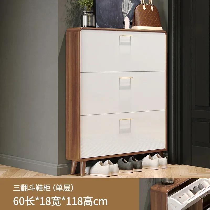 Ultra-thin Tipping Shoe Rack – Light Luxury Small Apartment Entrance Cabinet, Living Room Shoe Shelf Furniture