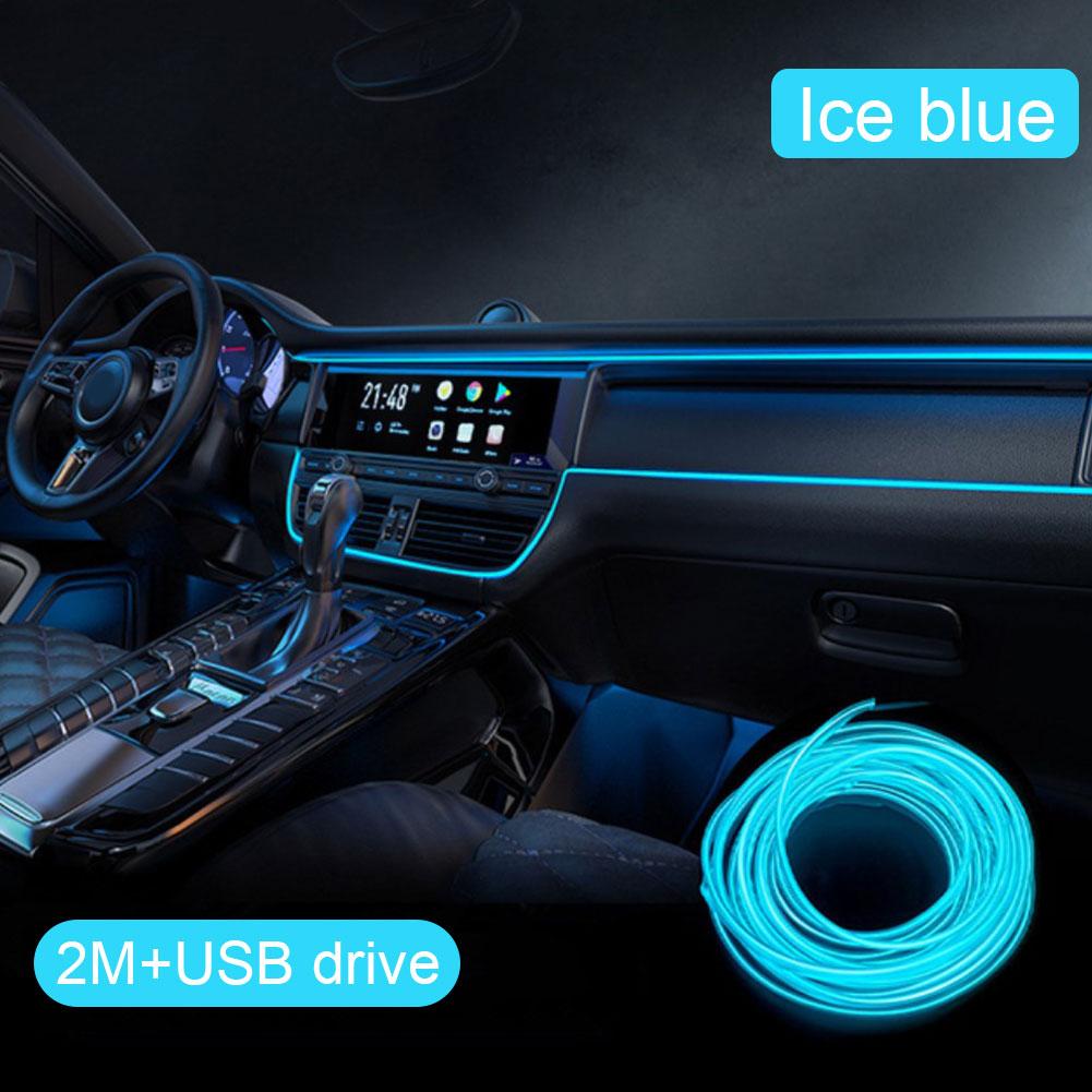 LED Car Light Lamp Flexible Auto Interior Decorative Atmosphere Wire Strip Cold LED Light