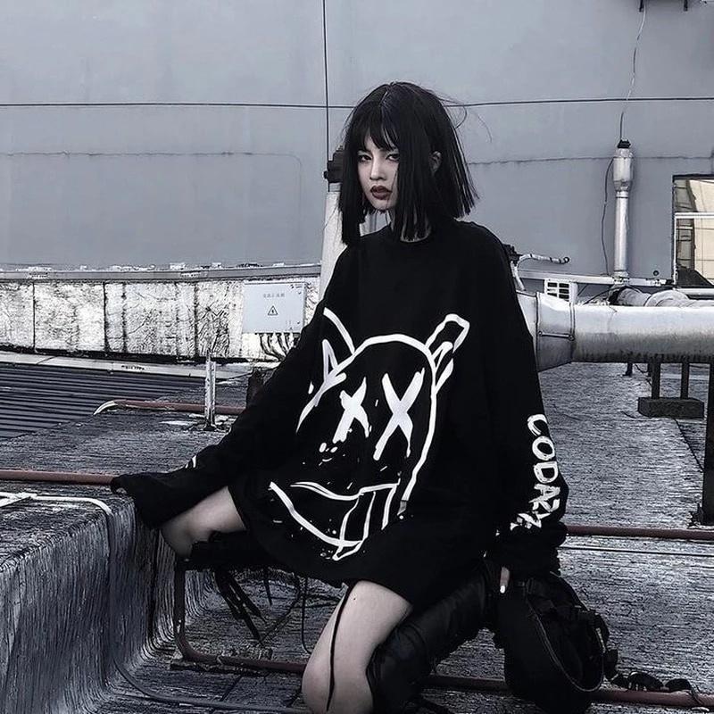 Pulover Gotic Graffiti Femei Harajuku Hip Hop Punk Streetwear Topuri