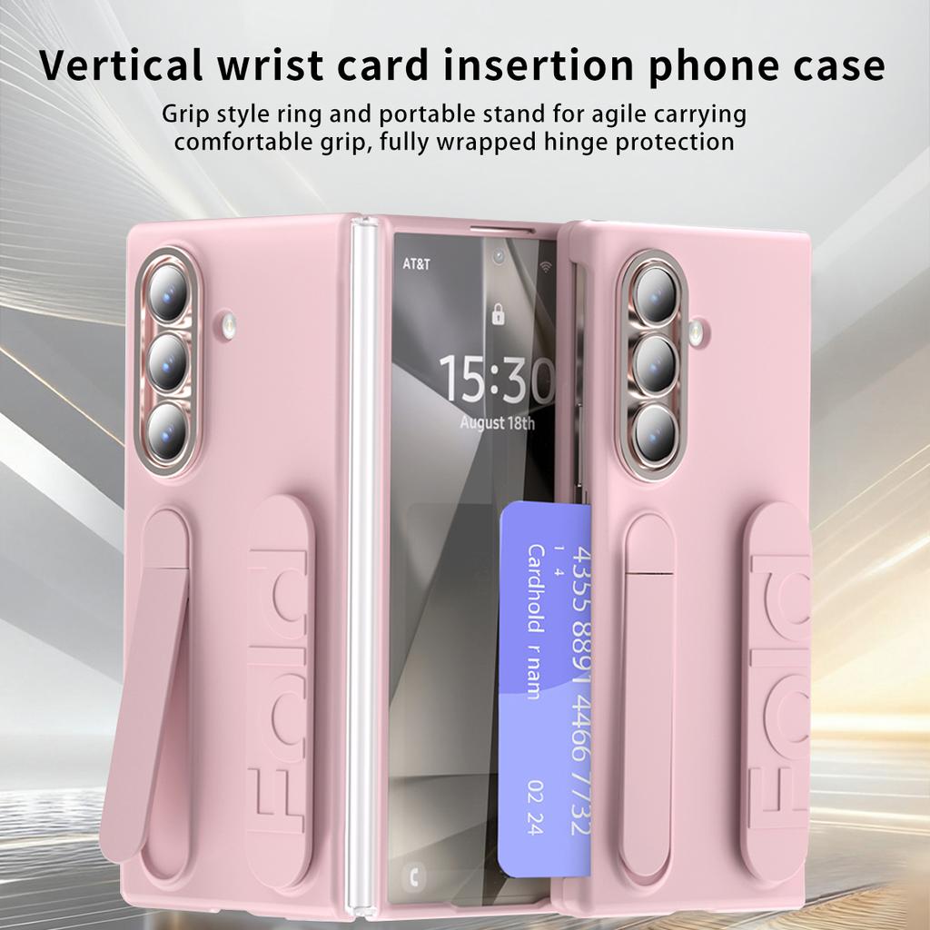 Vertical Wristband Card Slot Kickstand Case for Samsung Z Fold7 5G Invisible Bracket Wrist Stand for Galaxy Z Fold 7 6 5 4 Cover