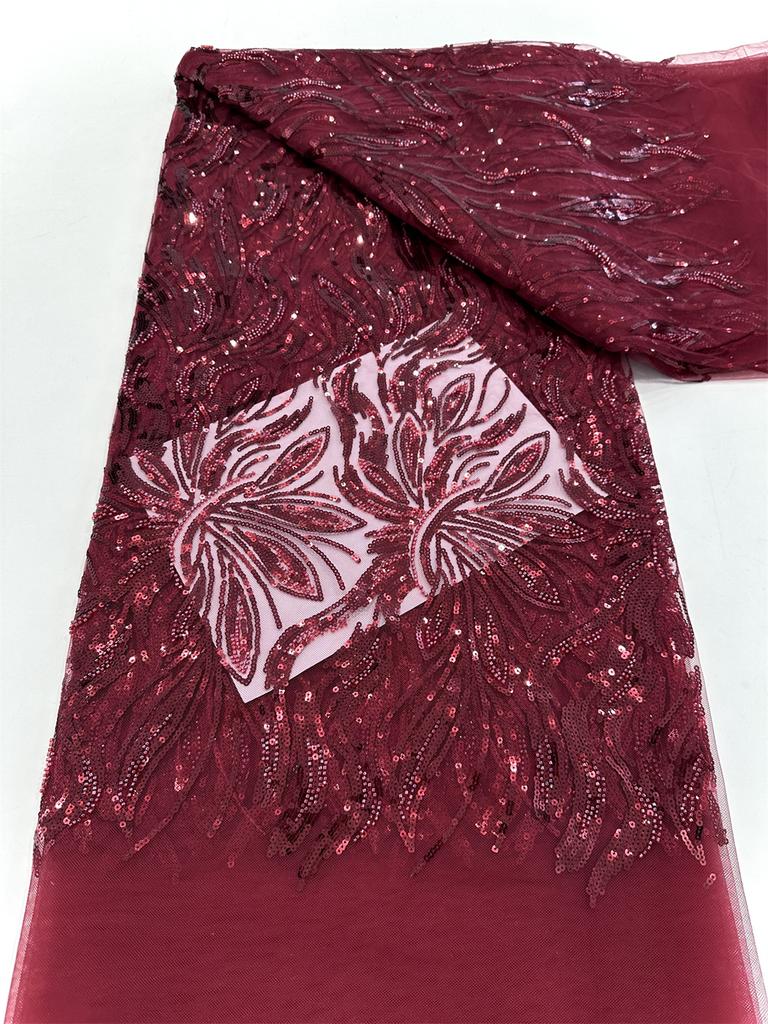 5 Yards Luxury African Sequins Groom Lace Fabric 2025 High Quality French Nigerian Mesh Lace Fabrics For Sewing Dress Wedding