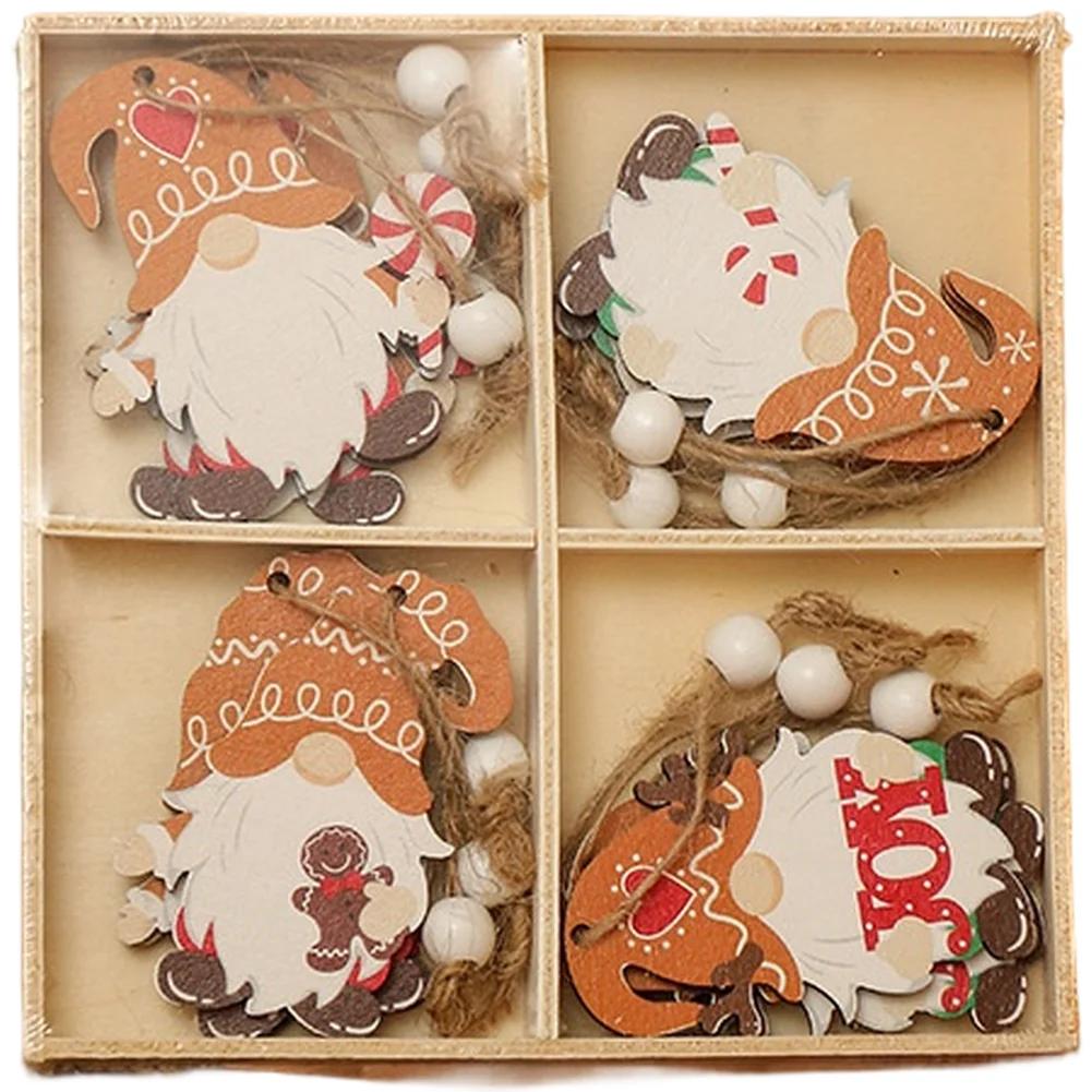 Engraved Holiday Decor Faceless Tree Pendants Christmas Celebration Intricate Engraving Natural Wood Material For Christmas Tree