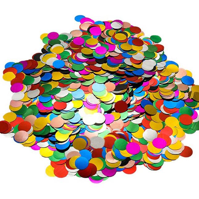 Multi-color Metallic Foil Paper Shreds(1.5 cm)Round Dots Glitter Rainbow Table Confetti,Suitable for party and wedding decoration,Per Pack 2.1 Ounce