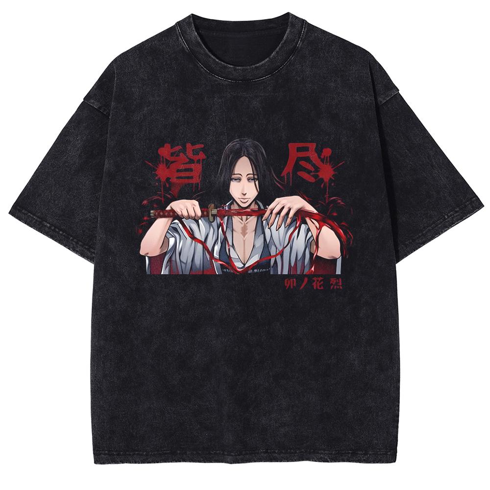 BLEACH T Shirt Manga Kurosaki Ichigo Print Tshirt Men Unisex Clothes Vintage Washed Streetwear Short Sleeve Cotton Tee Shirt