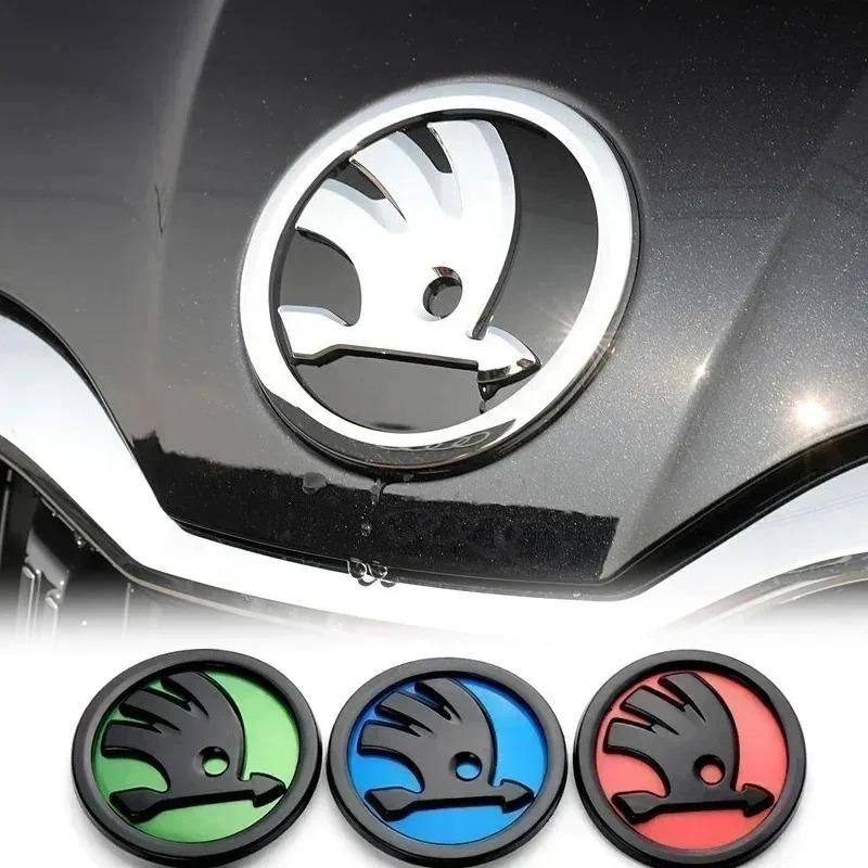 VYRC2 46/80/90mm Car Front Trunk Badge Steering Wheel Sticker for Skoda Logo Rapid Octavia Fabia Yeti Superb 2 3 Kodiaq Karoq