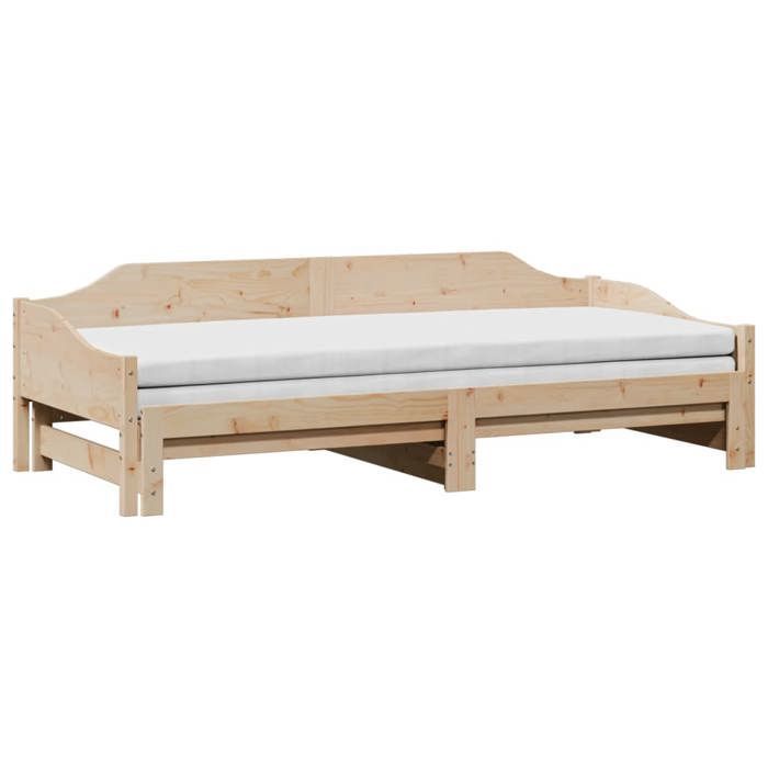 VidaXL Lit de jour avec lit gigogne 90x190 cm bois de pin massif, canapé-lit, lit d'invité, lit de jour en bois 850908