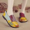 New Flat Women's Shoes Genuine Leather Casual Color-blocking Women's Singles Shoes Middle Mother's Shoes Large Size Shoes