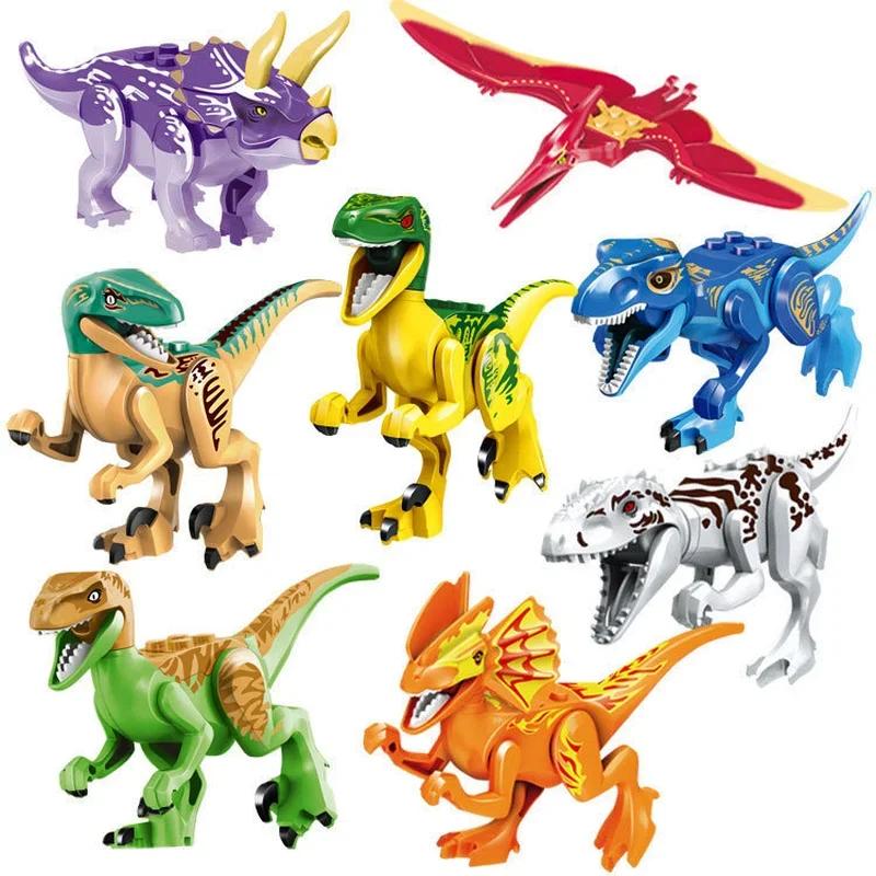 8 Pcs Jurassic 4 Dinosaurs Distortus Rex Action Figures Toys Models Bricks Toys Compatible with Blocks Model Toys