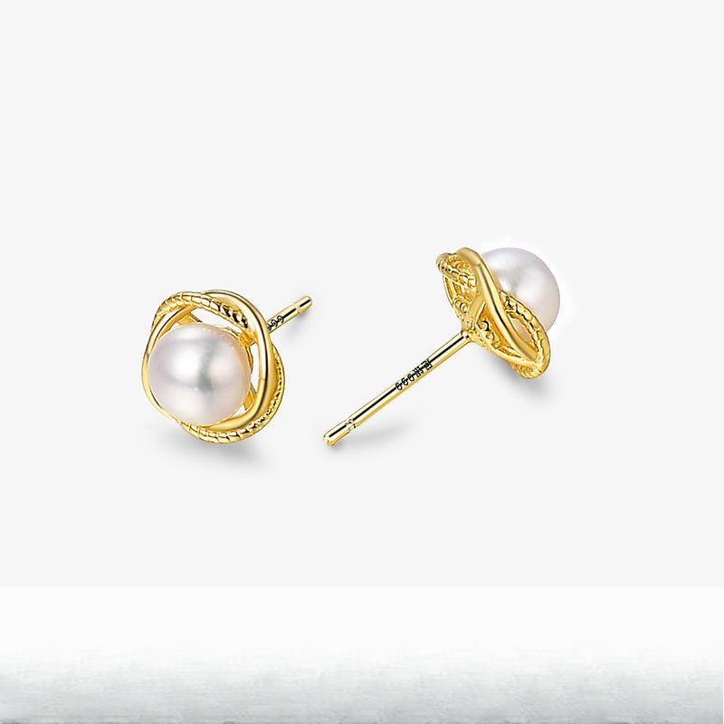 Kolczyki sztyfty Mobius Pearl owinięte skrętem Małe francuskie kolczyki retro