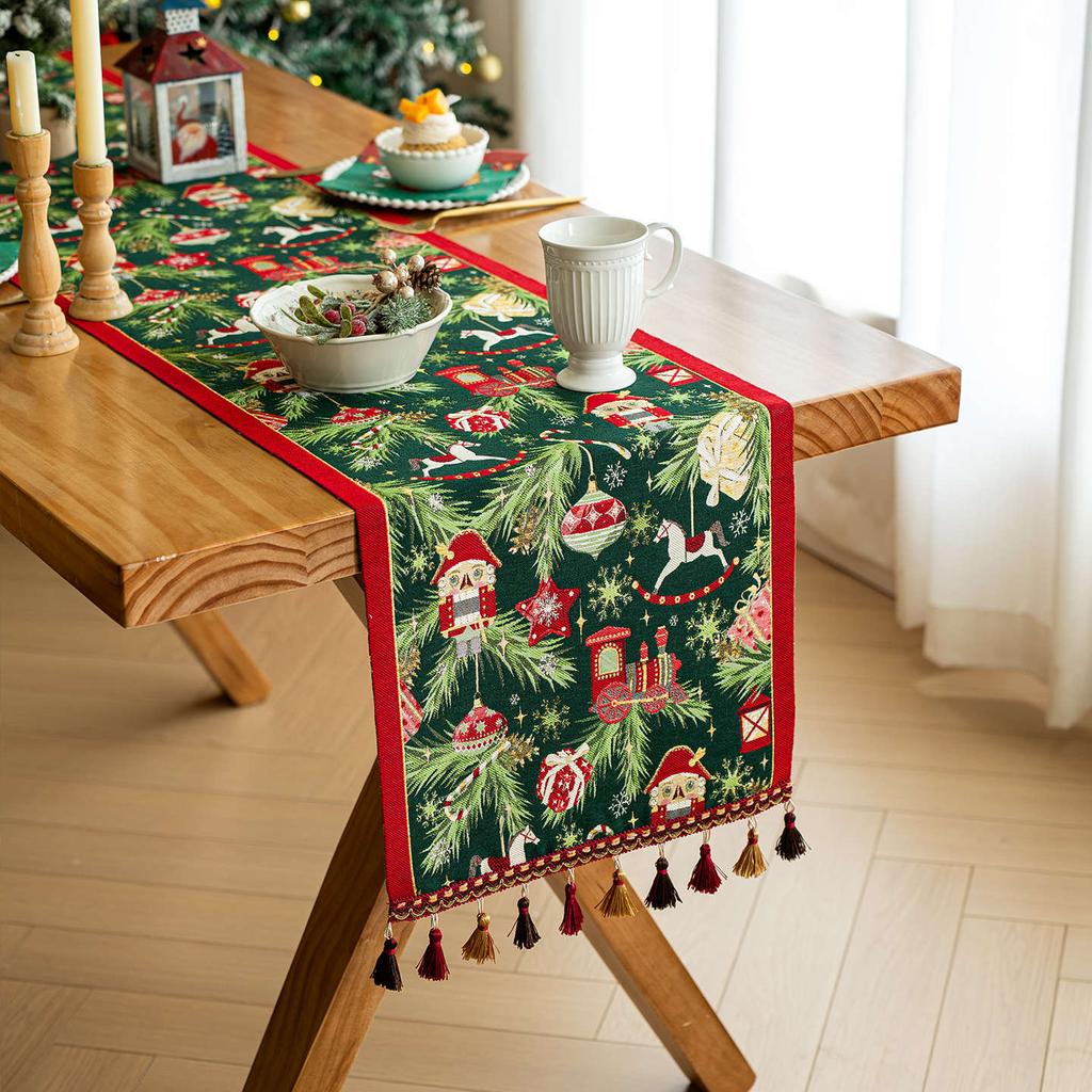 Premium Christmas Table Runner Festive Dining Table Cloth Long Decorative Tea Table Cover