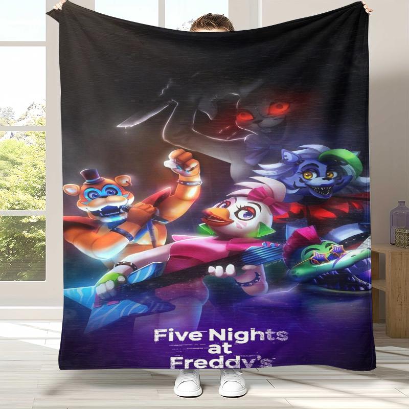 

Horror Freddy F-FNAF Games Flannel Blanket,Ultra Soft Warm Plush Throw for Home Bedroom Bed Sofa Cover Office Camping Picnic 75x90cm