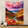 Autumn Valley Sunset Landscape Painting Patterned Tapestry Home Decor, Suitable for Bedroom and Living Room, Gift