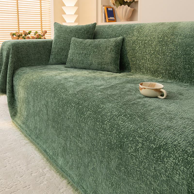 Qianyi Einfarbiges Chenille Sofaüberwurf Tuch Leichter Luxus High-End Sofa Handtuch Anti-Katzenkratzer Kissen All-inclusive Überzug