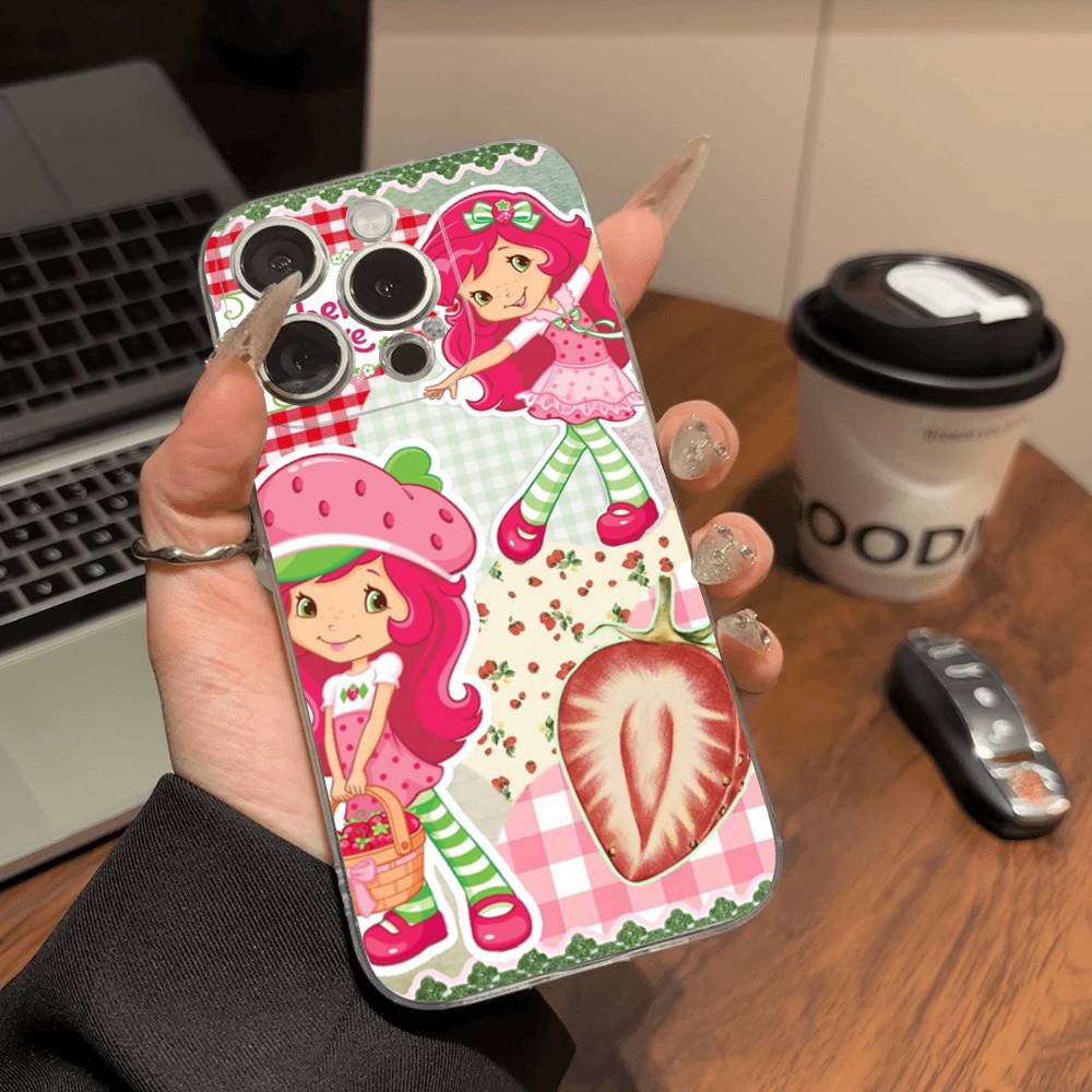 S-Strawberry-shortcake Girl Phone Case For IPhone 11 12 13 14 15 16 17 Pro Max Plus Transparent Back Cover