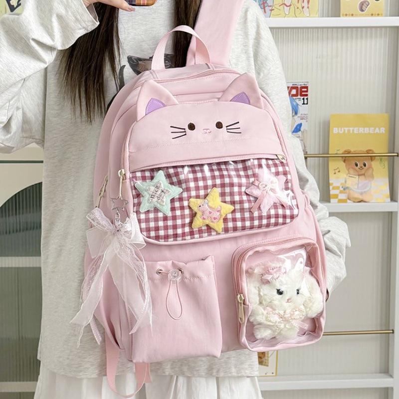 Schoolbag Cute Large Capacity Backpack Casual School Bag Girls Cute Pet Animal Backpack Junior High School Student High School Student Korean Backpack