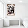 Vintage You Can't Buy Happiness But You Can Buy a Boat Awesome Metal Tin Sign Distressed Rust Blue Paint Wall Decor for Bar Man