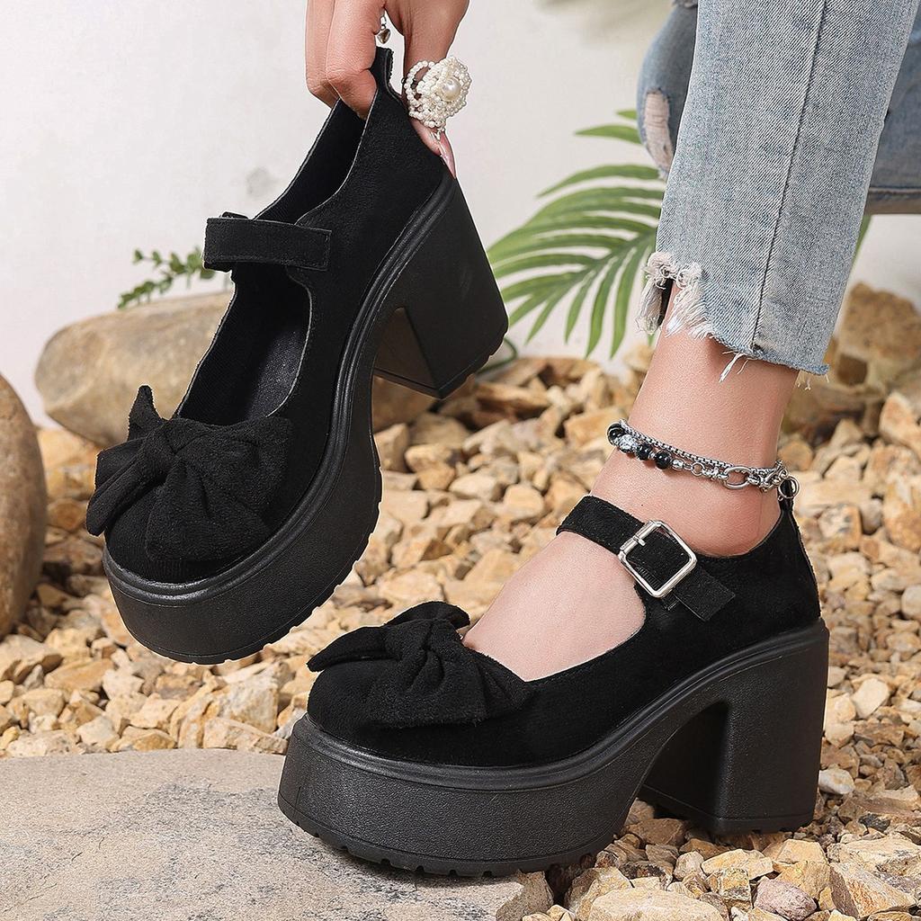 Fashion Black Super High Heels Mary Jane Shoes Women 2025 Goth Chunky Platform Pumps Woman Plus Size Ankle Buckle Party Lolita Shoes 42