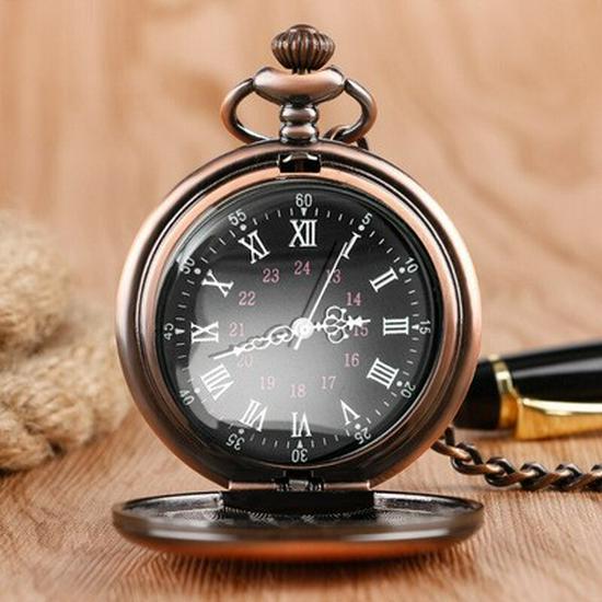 Taschenuhr im antiken Stil aus Wolframstahl mit arabischen Ziffern, poliertes Klappdesign, erhältlich in 4 Farben