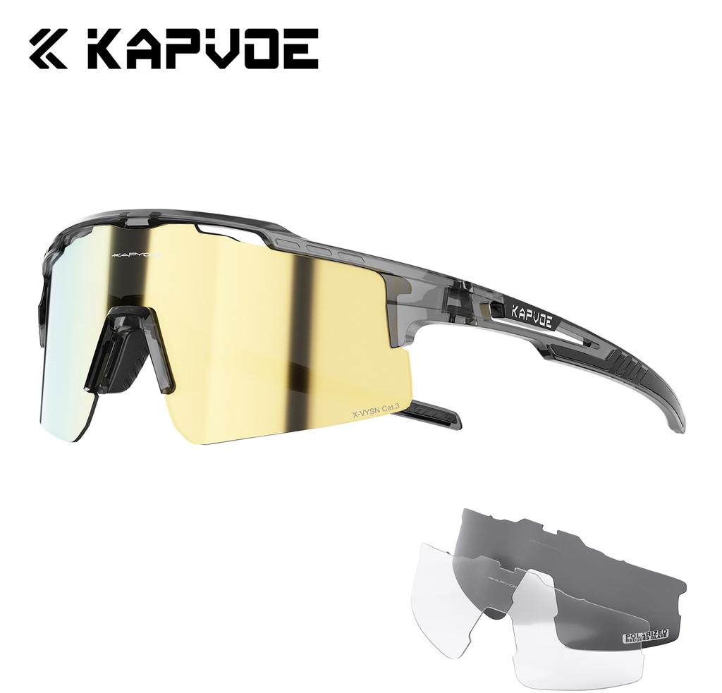 Kapvoe 3lens Sports Sunglasses Fashion Goggles Cycling Glasses MTB Riding Skating Sunglasses UV400 Man Woman Bike Eyewear