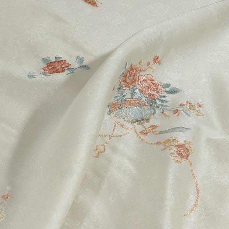 Chinese Style Netting Embroidery Fabric for DIY Sewing Fashion Women's Wedding Dresses Evening Gowns Hanfu Qipao Clothing Cloth