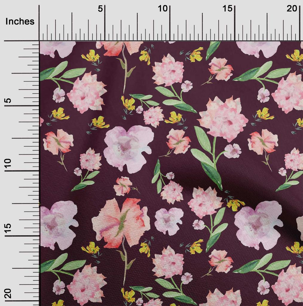 oneOone Cotton Flex Cream Fabric Flower & Leaves Watercolor Diy Clothing Quilting Fabric Print Fabric By Yard 40 Inch