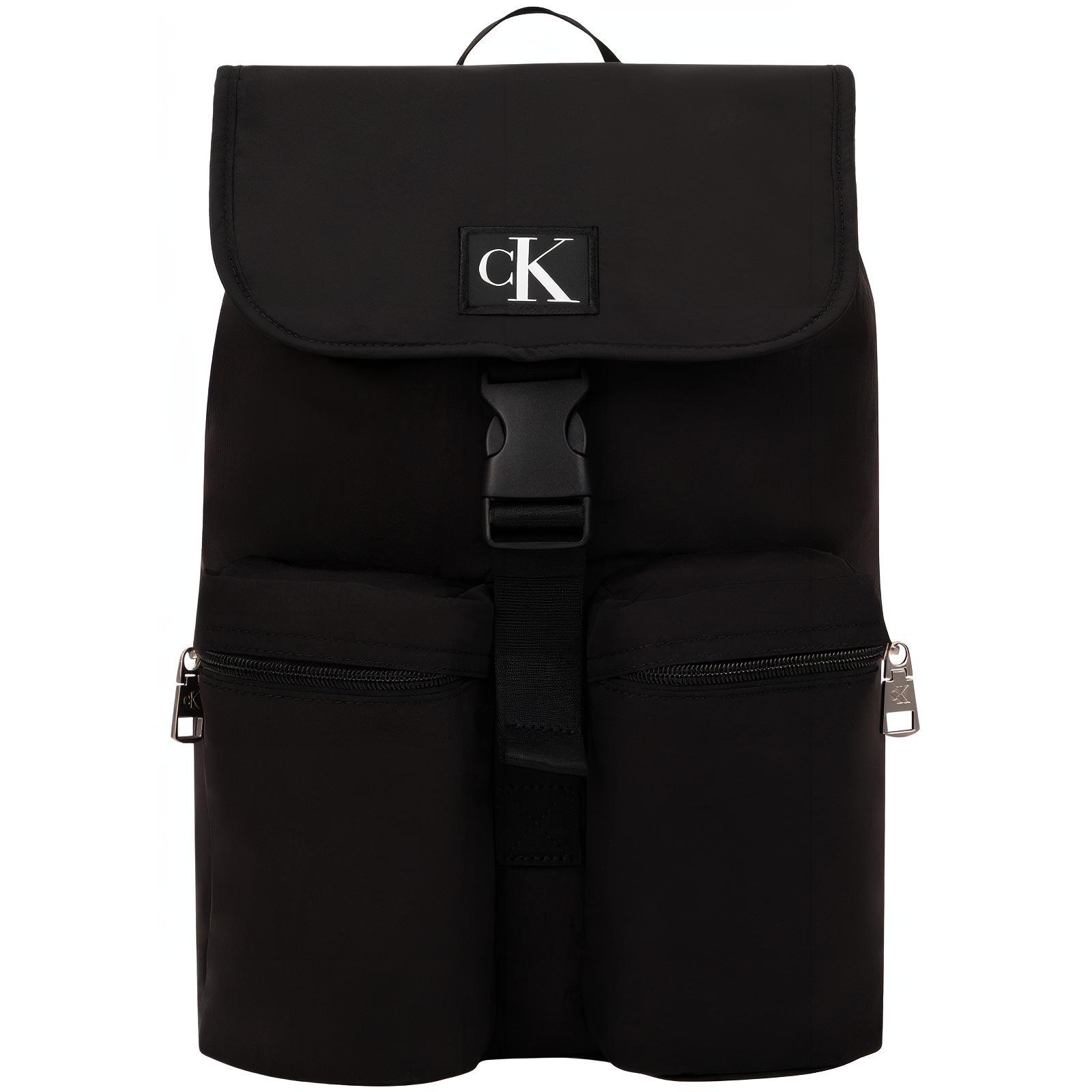 

Calvin Klein Fashion Color Block Embroidered Logo Drawstring Flap Large Capacity Travel Fabric Backpack Women Backpack Black DH3331-001 Black,Basic Set (Bag)