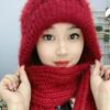 Hat and scarf integrated thickened snow hat autumn and winter new squirrel plush woven women's thermal hat