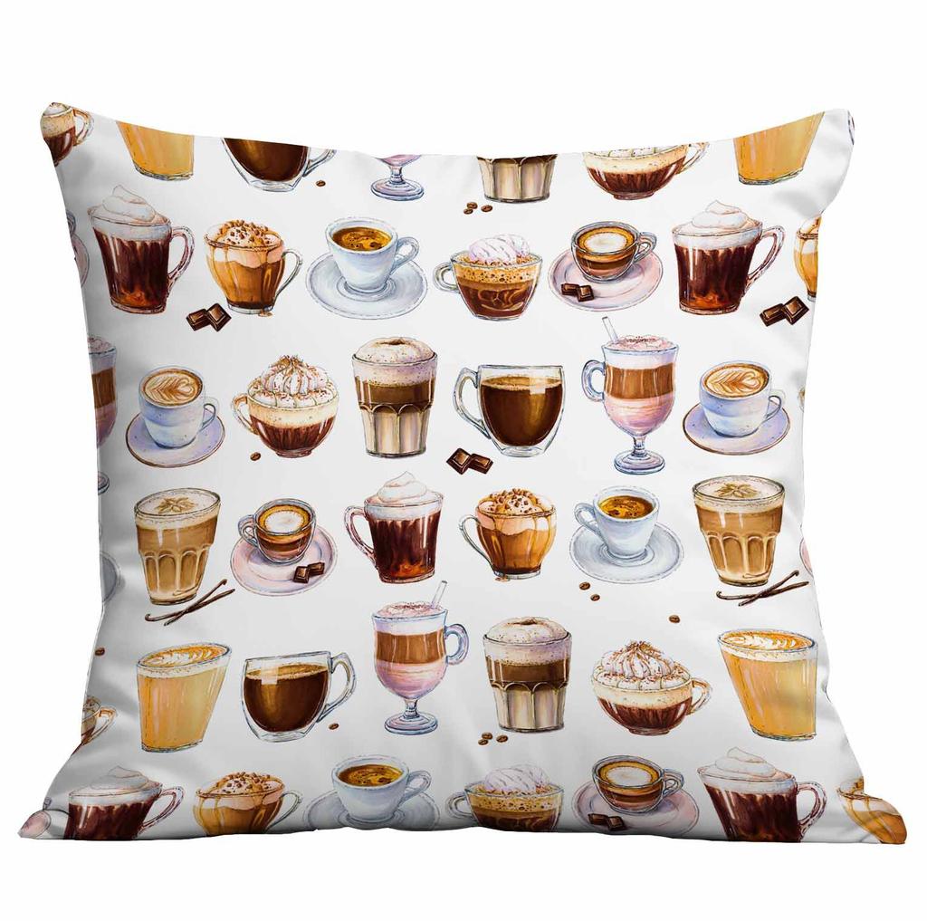 New Coffee Bean Creative Pillow Case Double-sided Printed Home Cafe Cushion Decoration