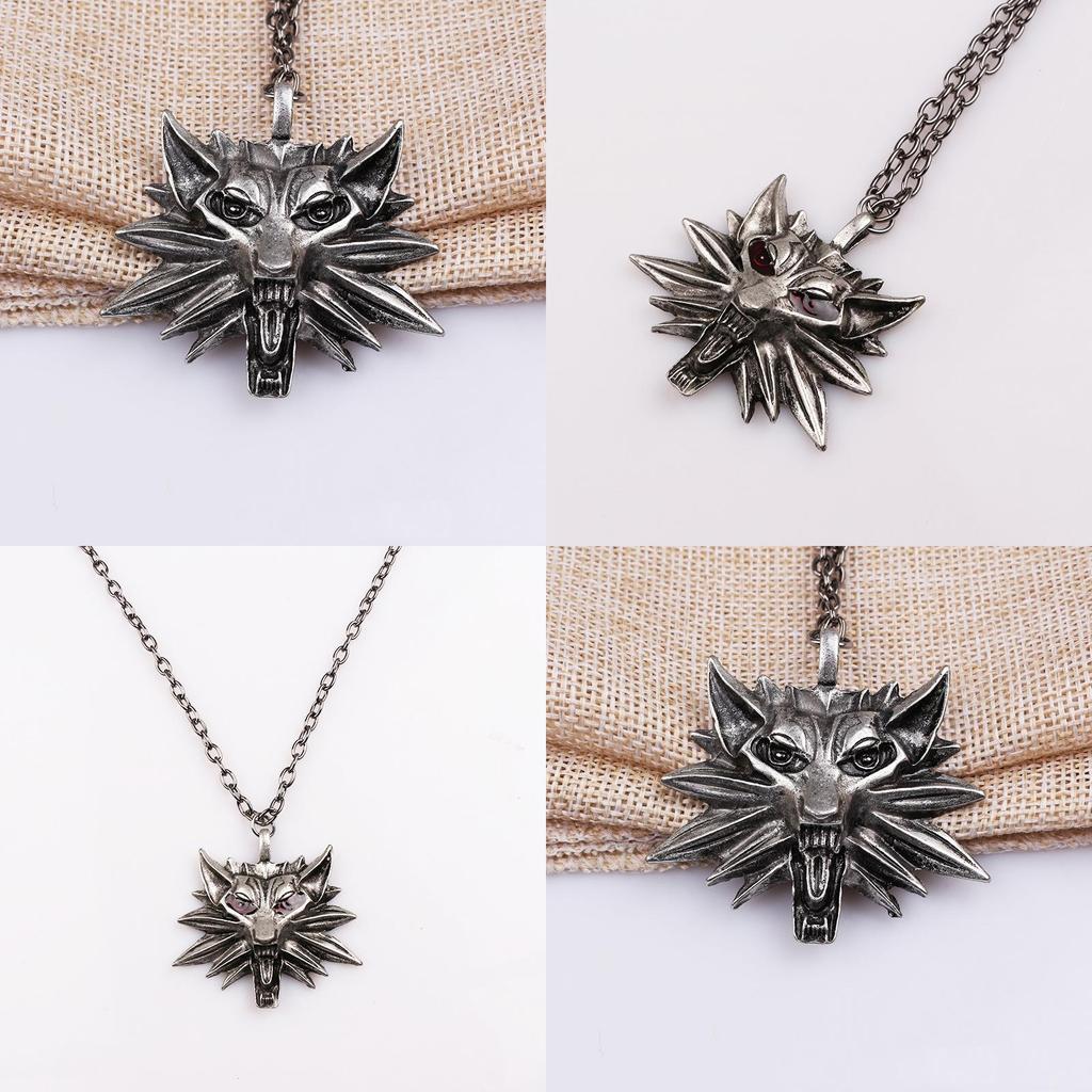 The Witcher Alloy Wolf Head Necklace Featuring Electroplated Alloy Material For Casual Wear