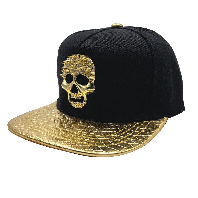 Crocodile Grain Hip Hop Baseball Cap with Rhinestone PU Leather Brim