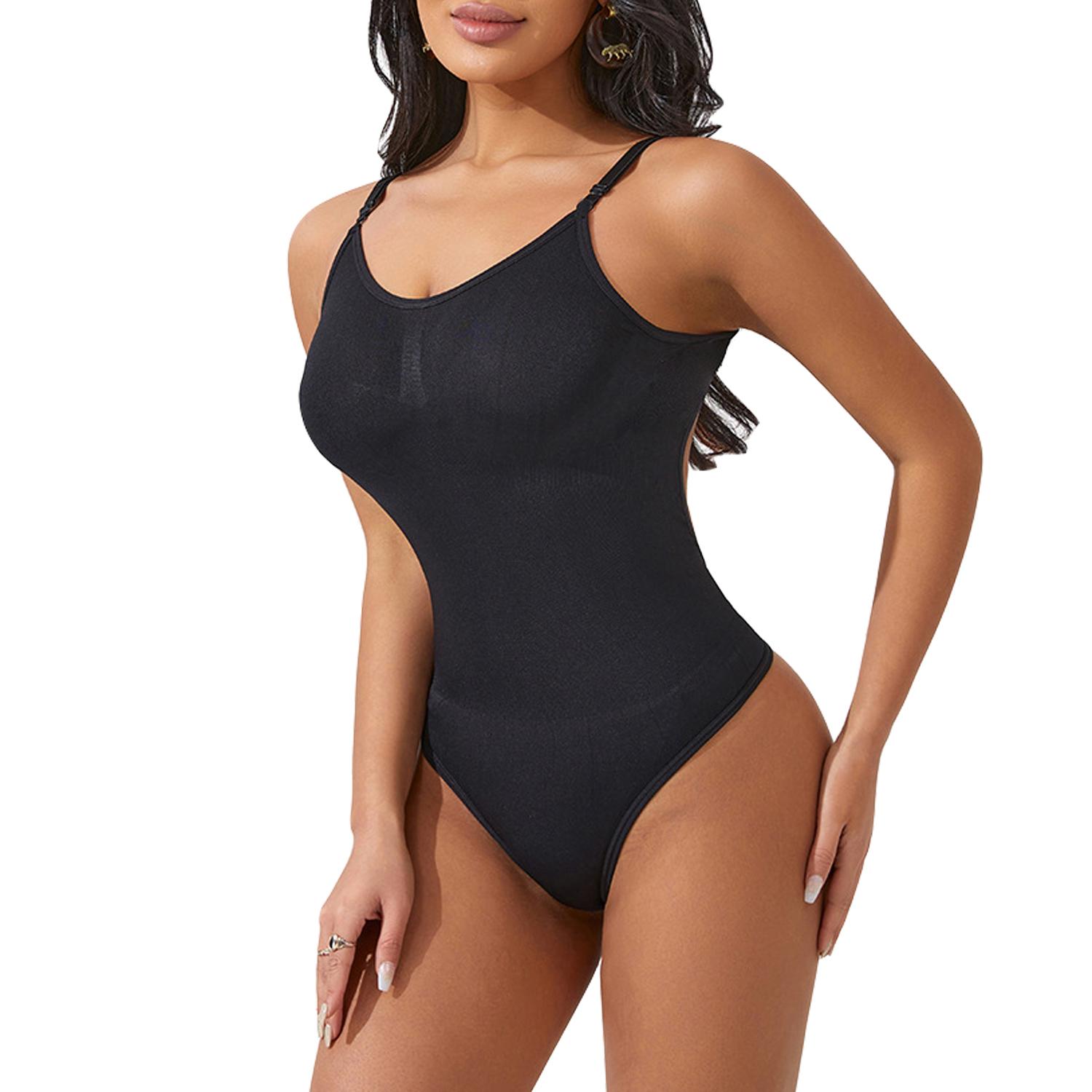 

Женское сексуальное боди с открытой спиной и тонкими бретельками, утягивающее белье с открытой спиной, бесшовное боди-стринги S чёрный