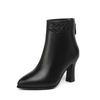 Fashion 2025 Spring and Autumn Winter New KoreanFashionPointed BackZipperThick High Heels Fashion Boots Casual Large Women's Short Boots