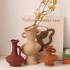 Wabi-Sabi Ceramic Flower Vase, Retro Minimalist Floral Pot, Guestroom or Living Room Decor, Artistic Table Ornament