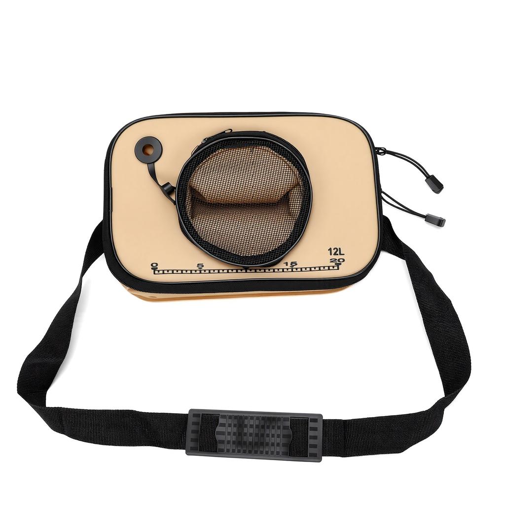 Fischereieimer Wasserdicht EVA Multifunktional Faltbar Lebendfisch Eimer mit Netzdeckel Ergonomischer Griff für Outdoor