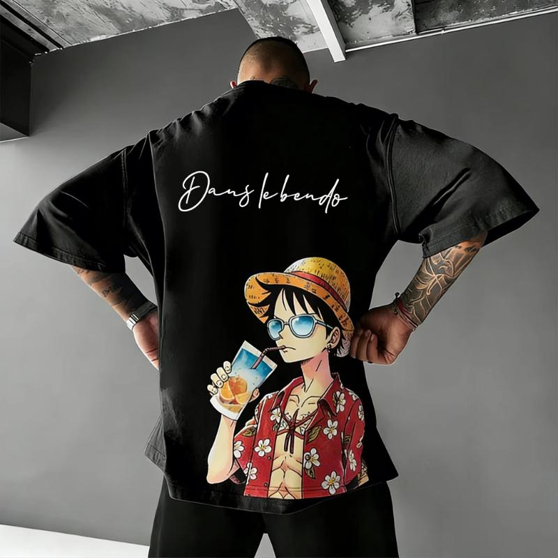 

Футболка с графическим принтом аниме One Piece Луффи Мужская Женская С круглым вырезом С коротким рукавом Топы 2026 Лето Повседневная Уличная одежда Одежда в стиле Y2k Унисекс S