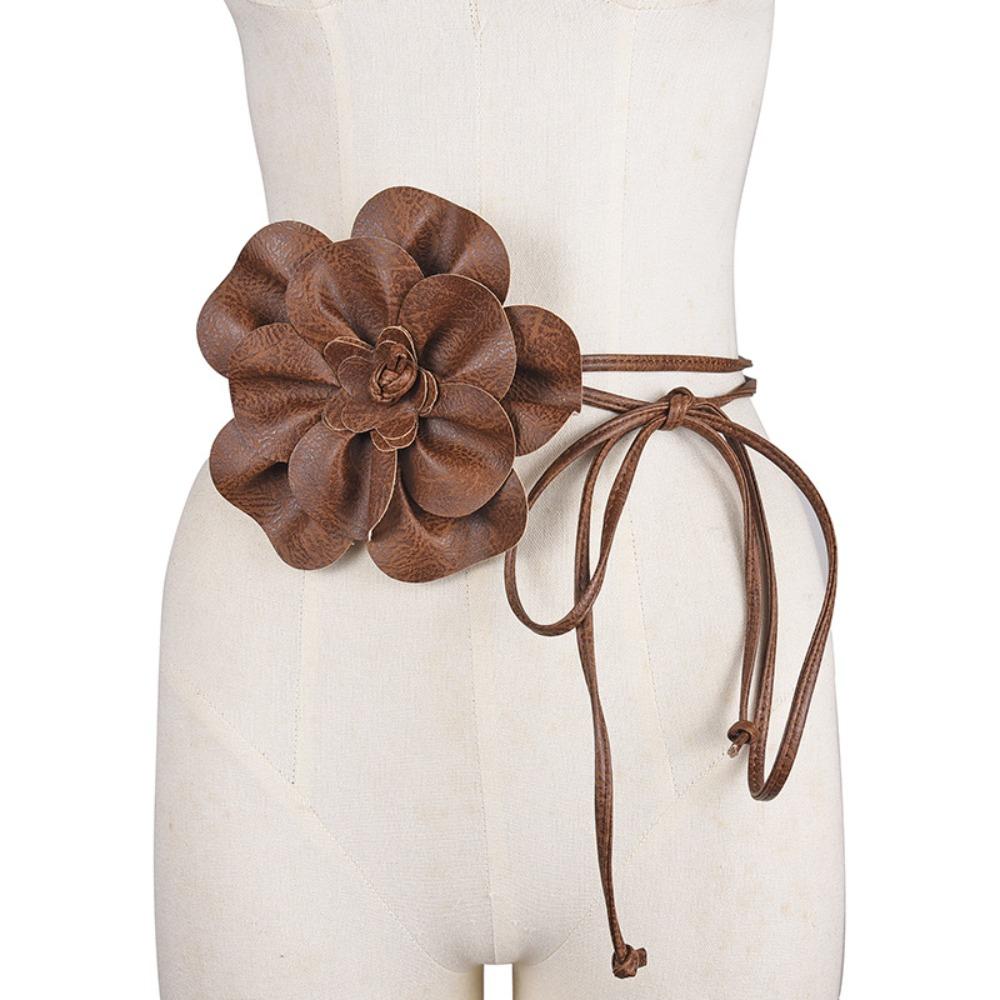 Large Flower Belt Floral Bohemian Waistband Fashion Leather Rope Belt  Ladies Jeans