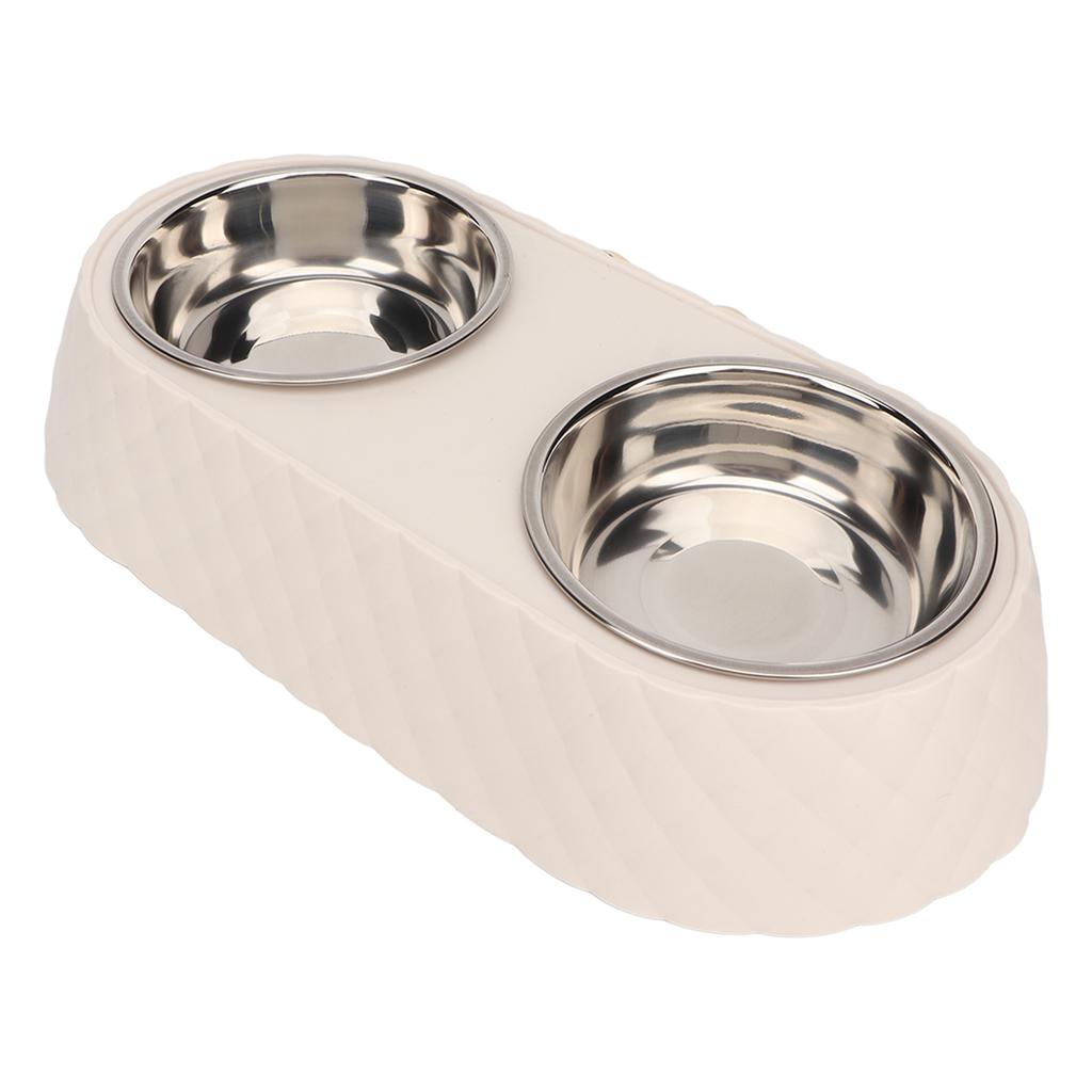 Double Pet Bowls Prevent Slip Stainless Steel Pet Food Water Bowls with Bowknot Decor Holder for