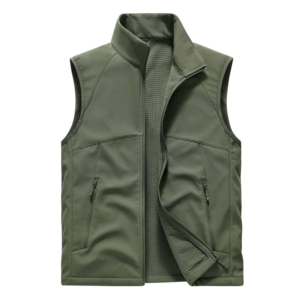 2025 high elastic plaid composite cross grid grain vest men and women with the same outdoor sports and leisure stand-up collar vest