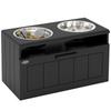 Raised Dog Bowl With Slow Feeder Two Stainless Steel Dog Bowls Drawer For Large And Extra Large Dogs Black