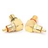 2Pcs RCA під прямим кутом між чоловічим і жіночим позолоченим роз’ємом 90 градусів адаптер